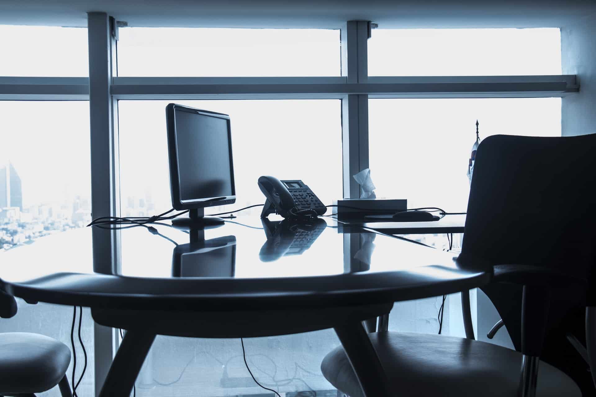 Modern office with VoIP phone